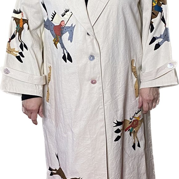 Womans Long Duster Jacket with Horses - Picture 6 of 6